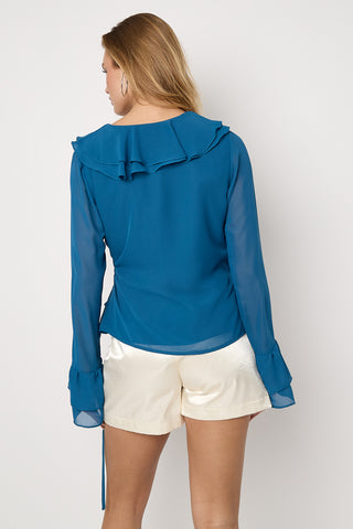 Ocean ruffle blouse