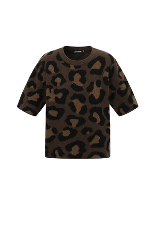 Gebreid T-shirt met luipaardprint