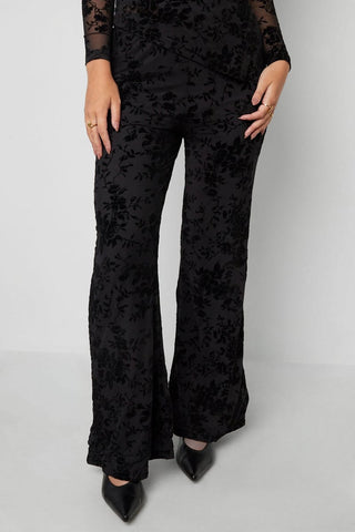 Noir flower broek