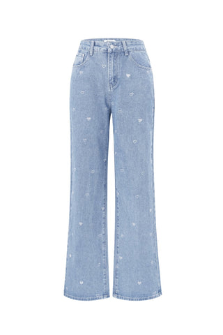 Glitter hartjes denim jeans