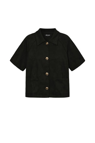 Suède blouse met gouden knopen