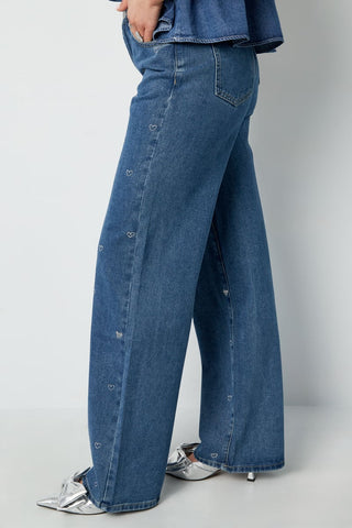 Glitter hartjes denim jeans