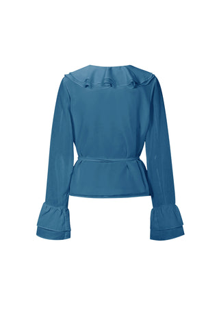 Ocean ruffle blouse