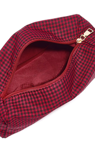 Make-up tasjes van geruit polyester, ideaal voor dagelijks gebruik.