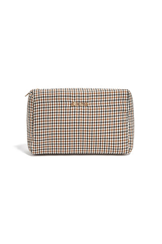 Make-up tasjes van geruit polyester, ideaal voor dagelijks gebruik.