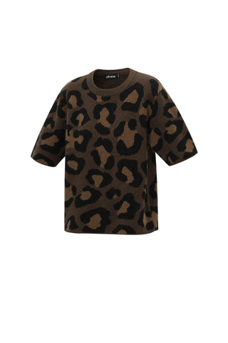 Gebreid T-shirt met luipaardprint