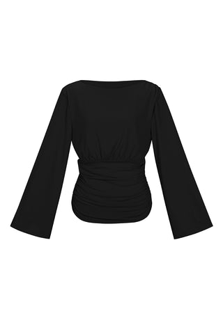 Polyestervezel (Polyester) tops met lange mouwen, effen kleur, elegant, geschikt voor alle gelegenheden.