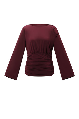 Polyestervezel (Polyester) tops met lange mouwen, effen kleur, elegant, geschikt voor alle gelegenheden.